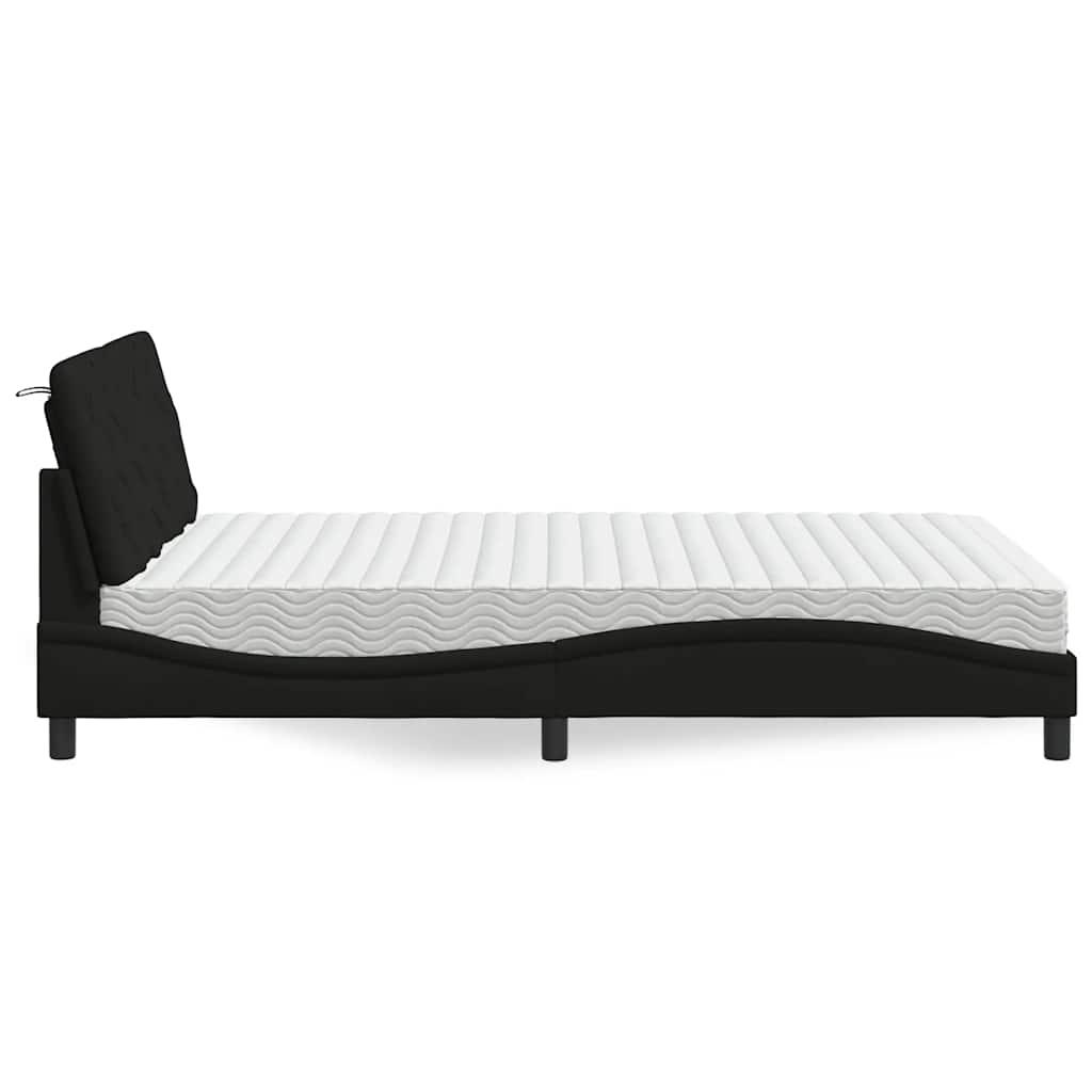 Bett mit Matratze Schwarz 140x190 cm Stoff
