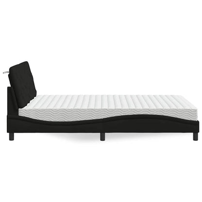 Bett mit Matratze Schwarz 140x190 cm Stoff