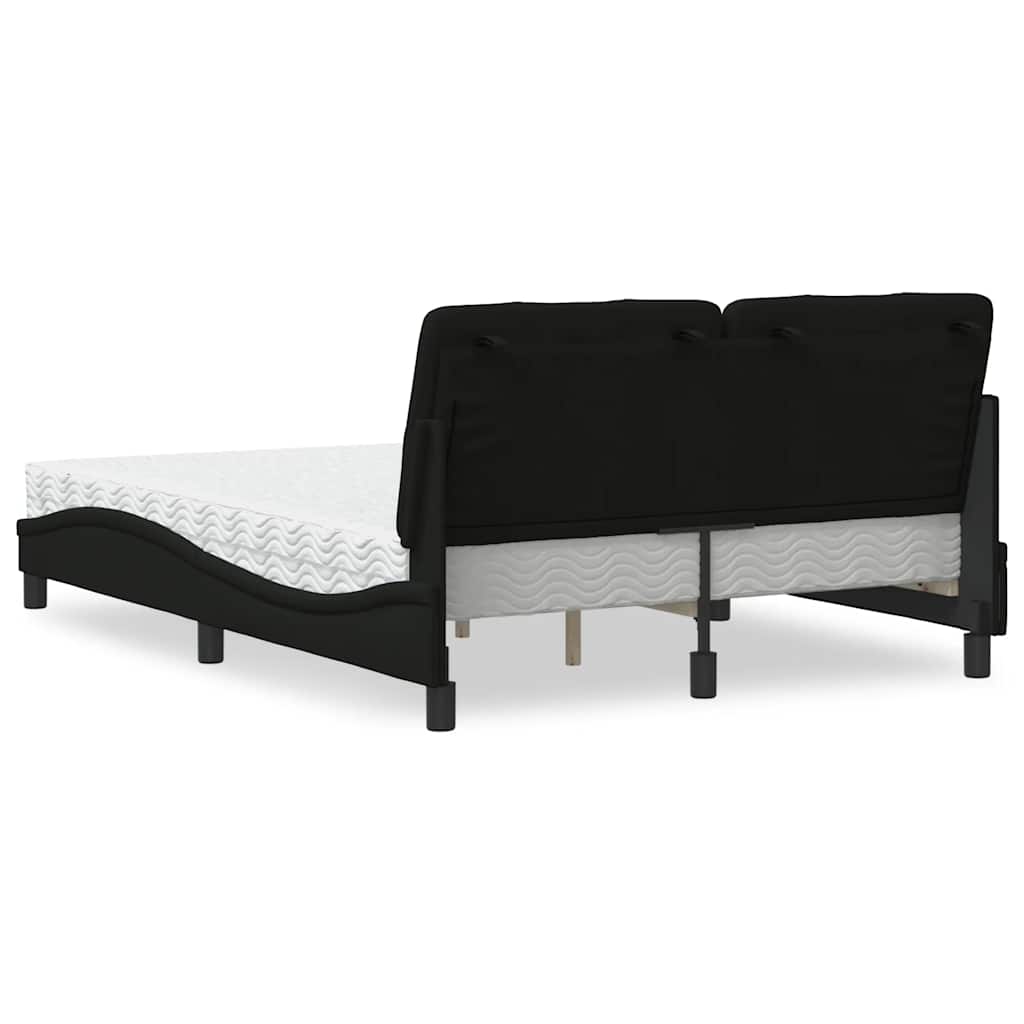 Bett mit Matratze Schwarz 140x190 cm Stoff