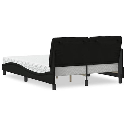 Bett mit Matratze Schwarz 140x190 cm Stoff