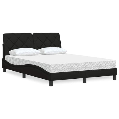Bett mit Matratze Schwarz 140x190 cm Stoff