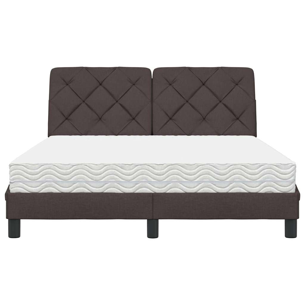 Bett mit Matratze Dunkelbraun 140x190 cm Stoff