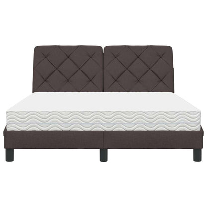 Bett mit Matratze Dunkelbraun 140x190 cm Stoff