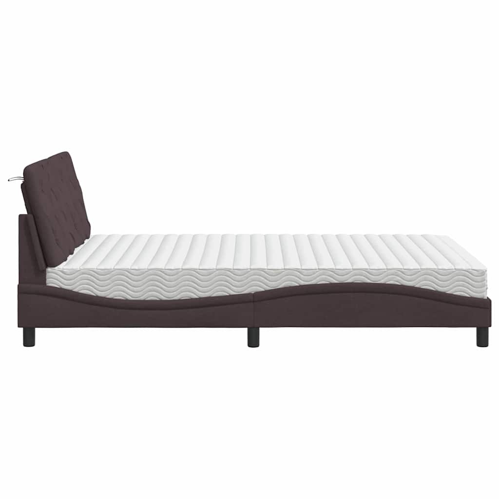 Bett mit Matratze Dunkelbraun 140x190 cm Stoff