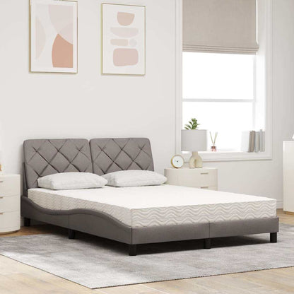 Bett mit Matratze Taupe 140x190 cm Stoff