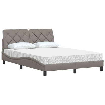 Bett mit Matratze Taupe 140x190 cm Stoff