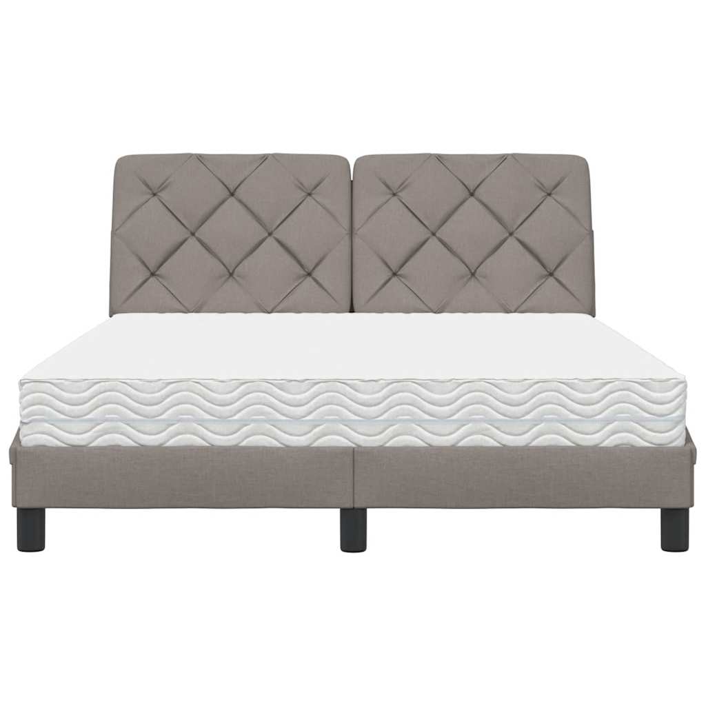 Bett mit Matratze Taupe 140x190 cm Stoff