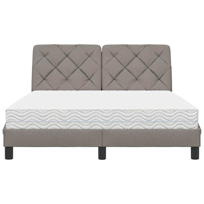 Bett mit Matratze Taupe 140x190 cm Stoff