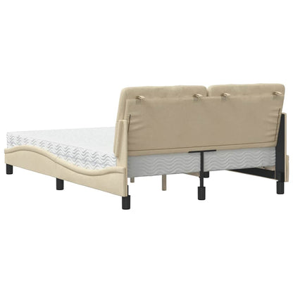 Bett mit Matratze Creme 140x190 cm Stoff