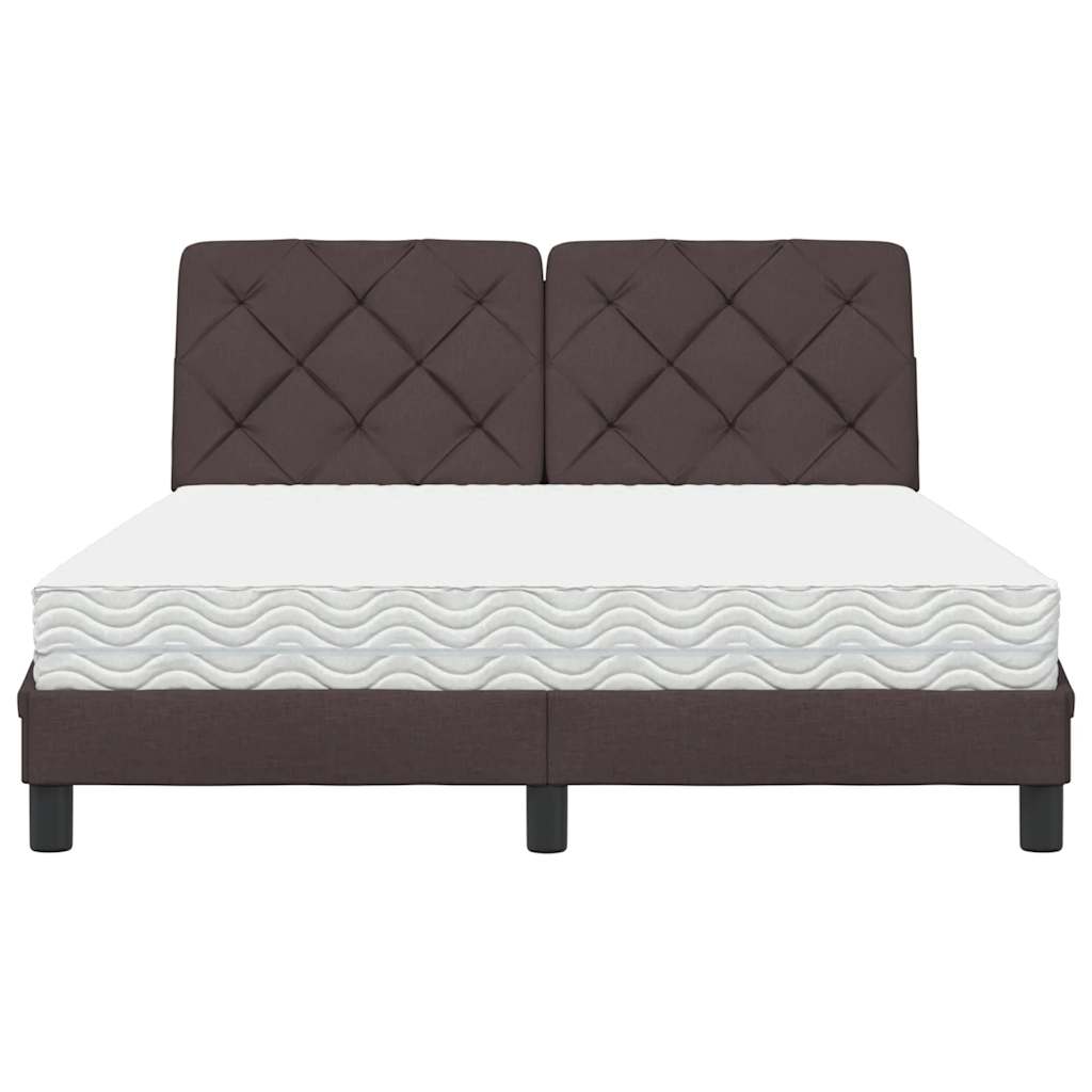 Bett mit Matratze Dunkelbraun 140x200 cm Stoff