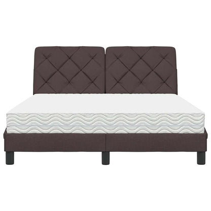 Bett mit Matratze Dunkelbraun 140x200 cm Stoff