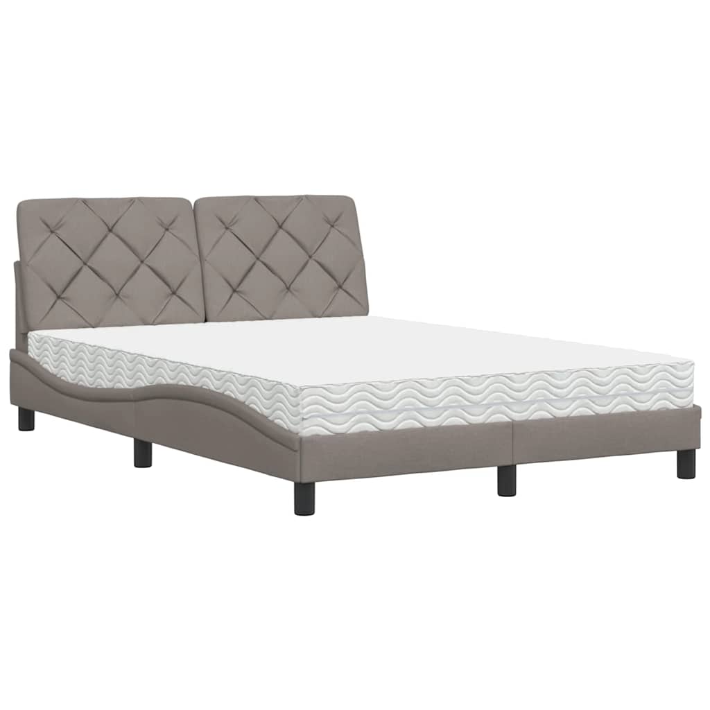 Bett mit Matratze Taupe 140x200 cm Stoff