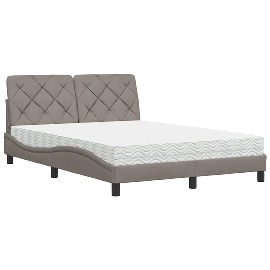 Bett mit Matratze Taupe 140x200 cm Stoff