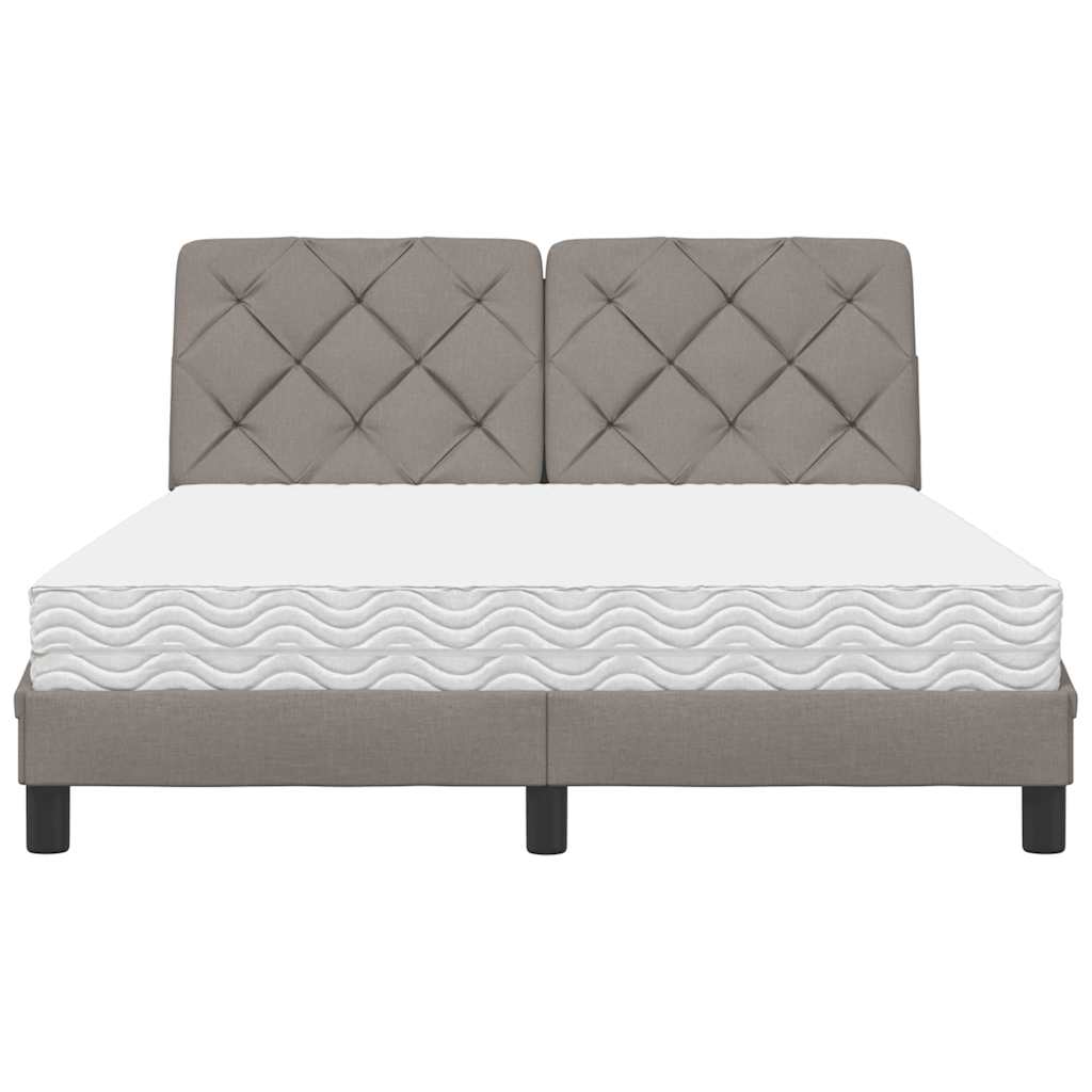 Bett mit Matratze Taupe 140x200 cm Stoff