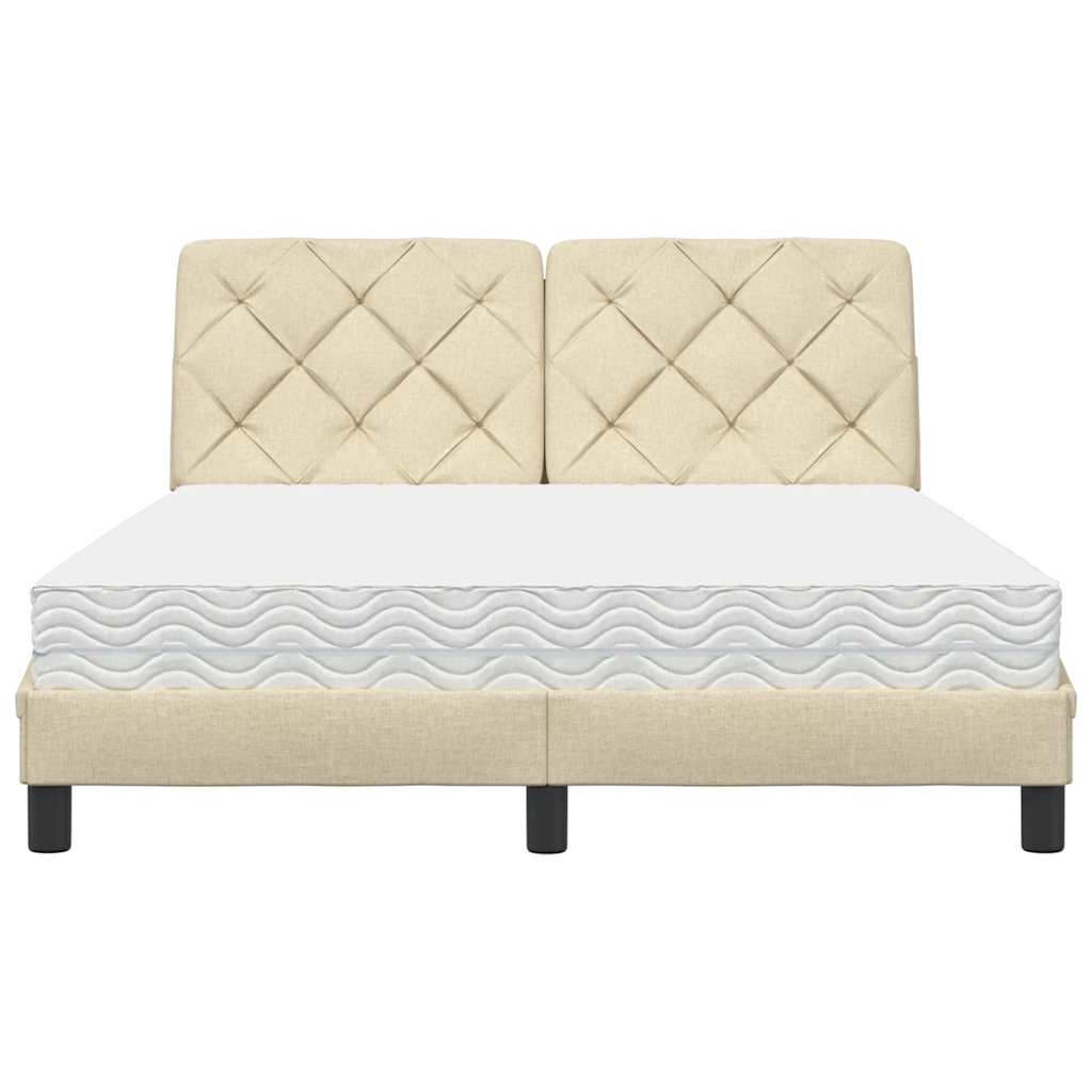 Bett mit Matratze Creme 140x200 cm Stoff