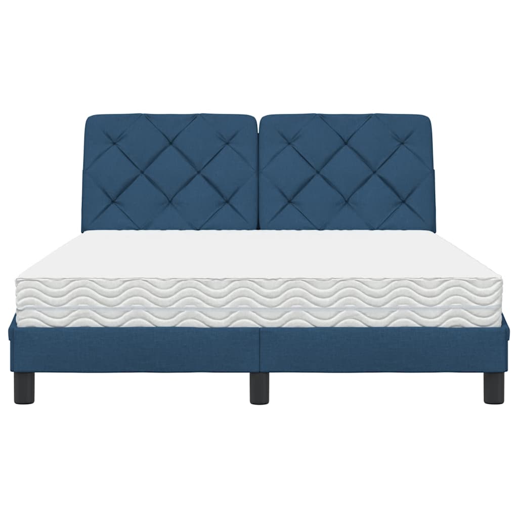 Bett mit Matratze Blau 140x200 cm Stoff