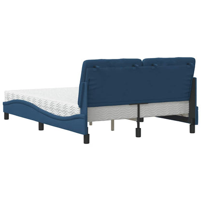 Bett mit Matratze Blau 140x200 cm Stoff