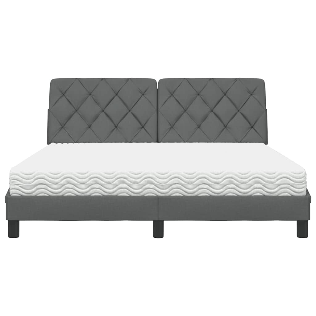 Bett mit Matratze Dunkelgrau 160x200 cm Stoff