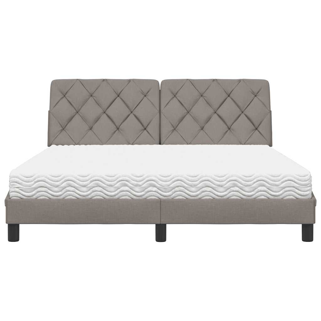 Bett mit Matratze Taupe 160x200 cm Stoff