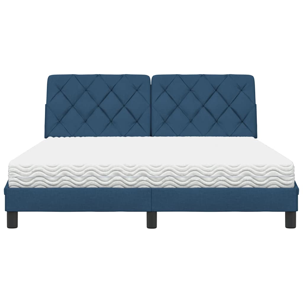 Bett mit Matratze Blau 160x200 cm Stoff