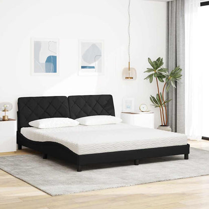 Bett mit Matratze Schwarz 180x200 cm Stoff