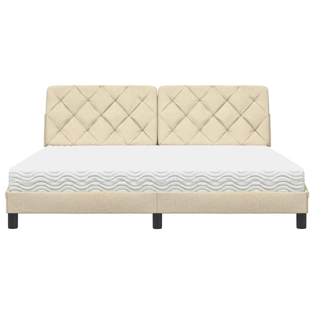Bett mit Matratze Creme 180x200 cm Stoff