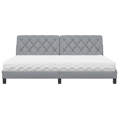 Bett mit Matratze Hellgrau 200x200 cm Stoff