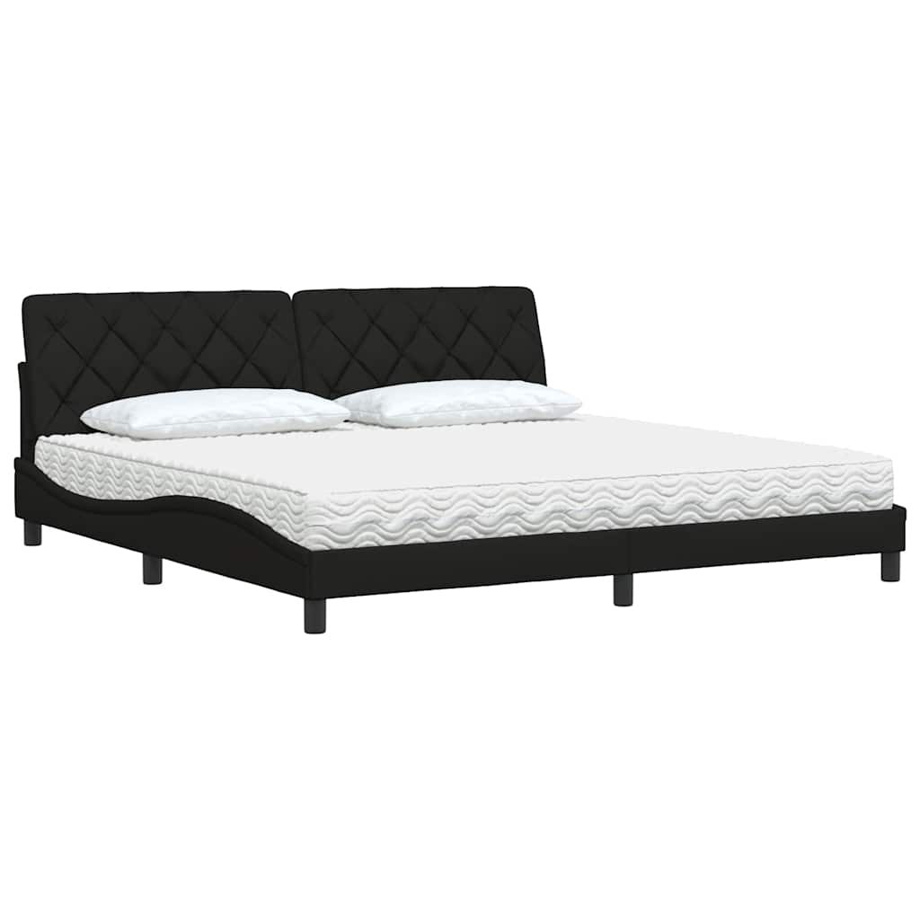 Bett mit Matratze Schwarz 200x200 cm Stoff