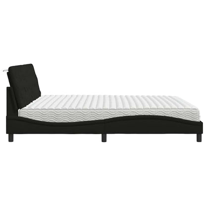 Bett mit Matratze Schwarz 200x200 cm Stoff