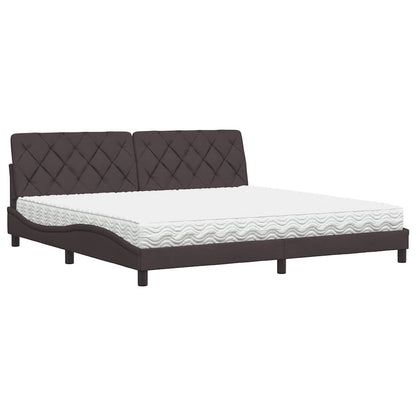 Bett mit Matratze Dunkelbraun 200x200 cm Stoff