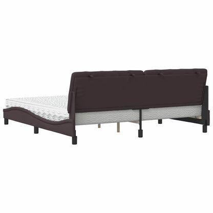 Bett mit Matratze Dunkelbraun 200x200 cm Stoff