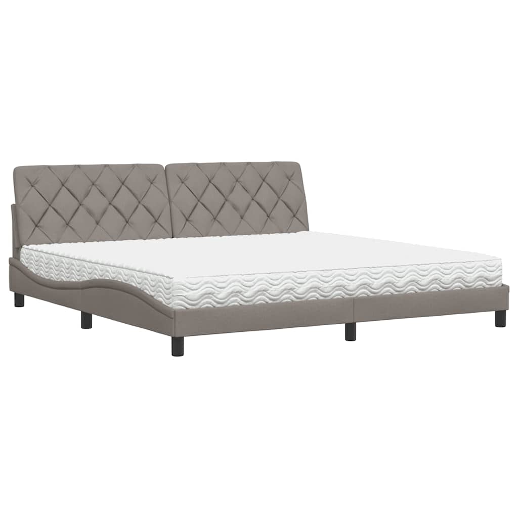 Bett mit Matratze Taupe 200x200 cm Stoff