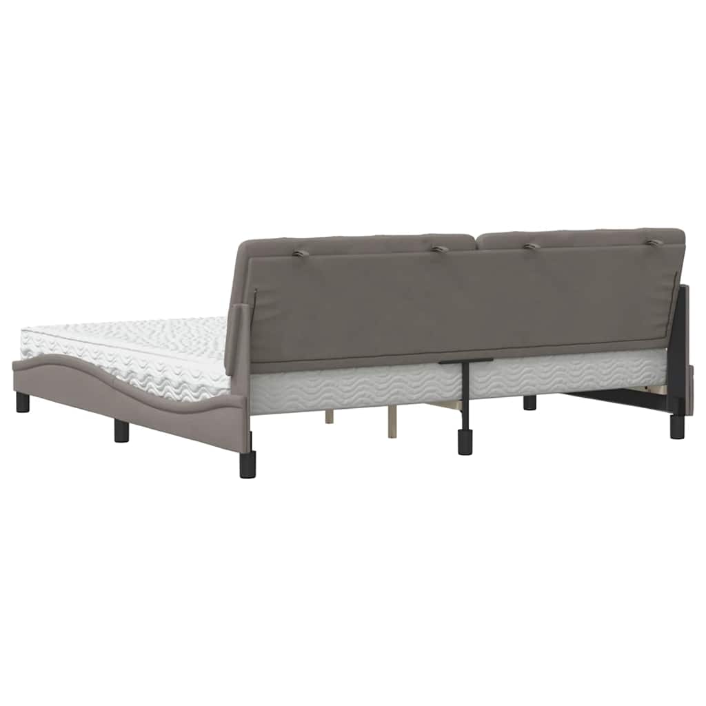 Bett mit Matratze Taupe 200x200 cm Stoff