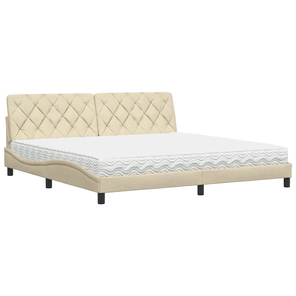 Bett mit Matratze Creme 200x200 cm Stoff