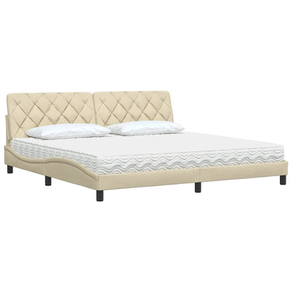 Bett mit Matratze Creme 200x200 cm Stoff