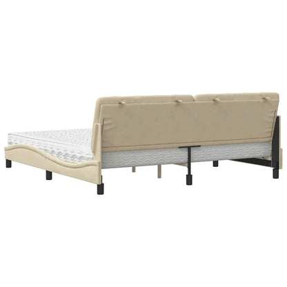 Bett mit Matratze Creme 200x200 cm Stoff