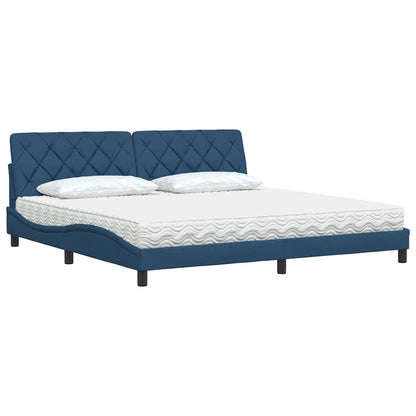 Bett mit Matratze Blau 200x200 cm Stoff