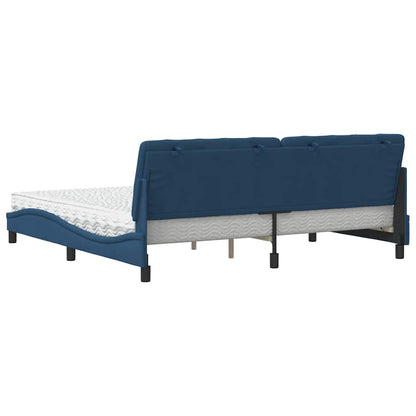Bett mit Matratze Blau 200x200 cm Stoff