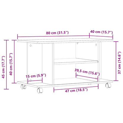 TV-Regal mit Rollen Artisan-Eiche 80x40x45 cm Holzwerkstoff