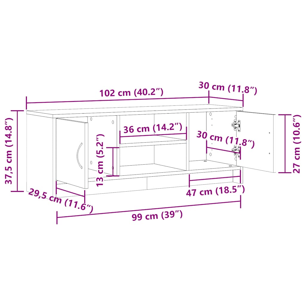 TV-Schrank Artisan-Eiche 102x30x37,5 cm Holzwerkstoff