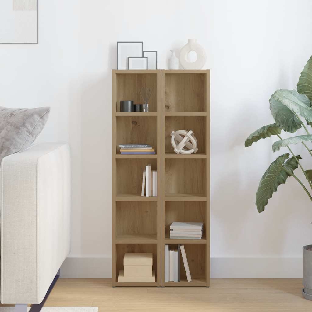 CD-Regale 2 Stk. Artisan-Eiche 21x16x93,5 cm Holzwerkstoff