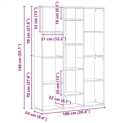Raumteiler/Bücherregal Artisan-Eiche 100x24x140cm Holzwerkstoff