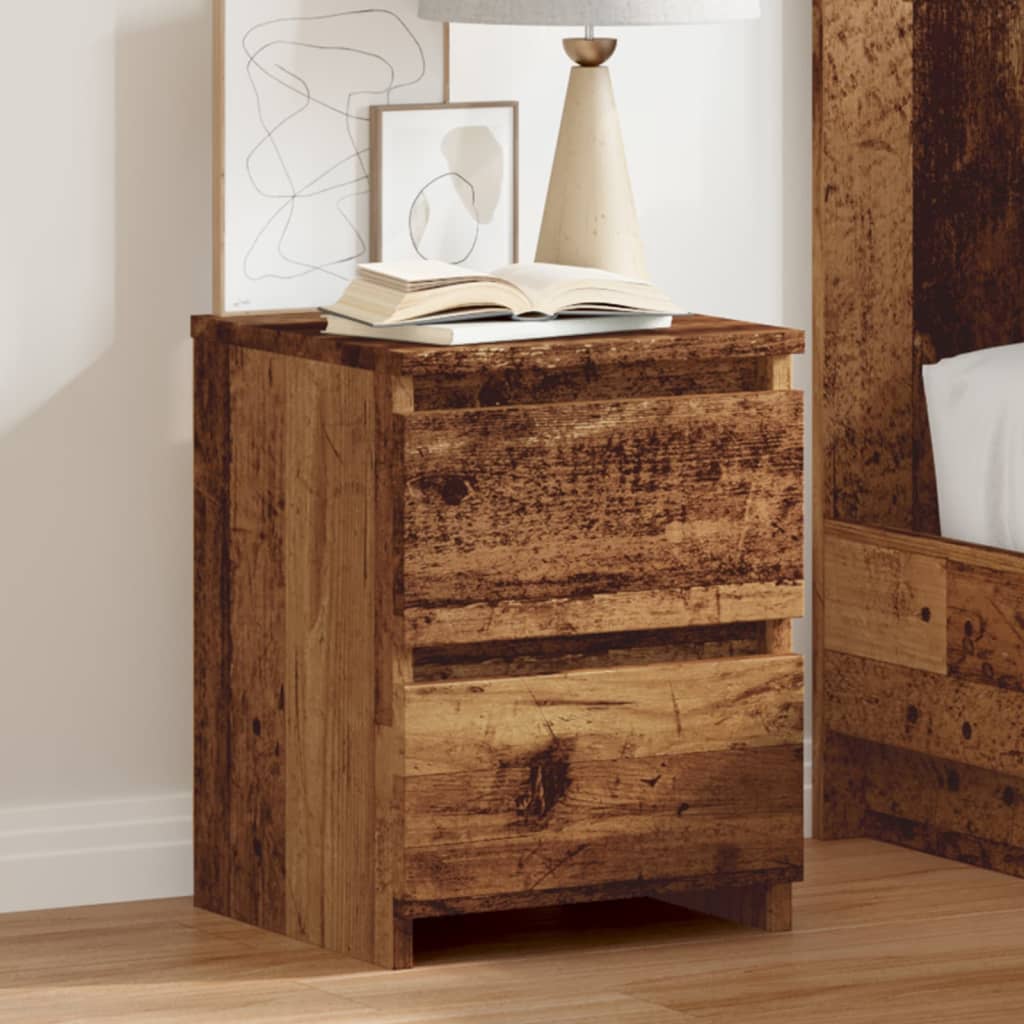 Sengebord gammelt træ look 30×30×40 cm træmateriale