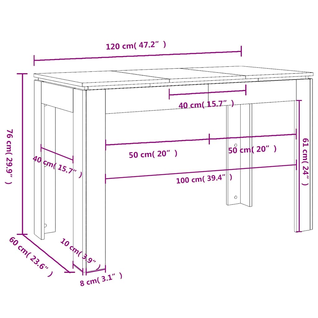 Esstisch Altholz-Optik 120x60x76 cm Holzwerkstoff