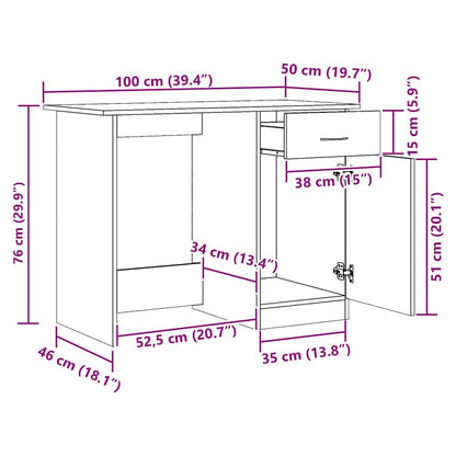 Schreibtisch Artisan-Eiche 100x50x76 cm Holzwerkstoff