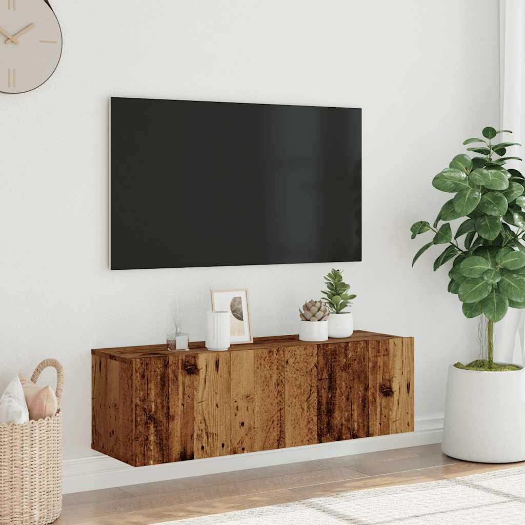 Tv-vægskab gammelt trælook 100x30x30 cm træmateriale