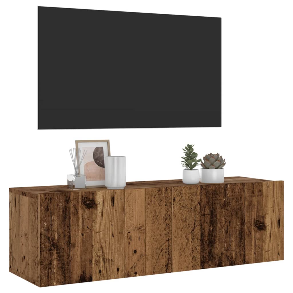 Tv-vægskab gammelt trælook 100x30x30 cm træmateriale