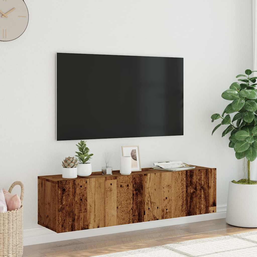 Tv-vægskab gammelt trælook 120x30x30 cm træmateriale