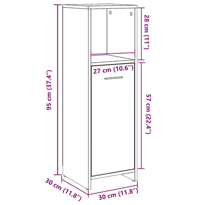 Badeværelsesskab Beton Grå 30x30x95 cm Træ Materiale