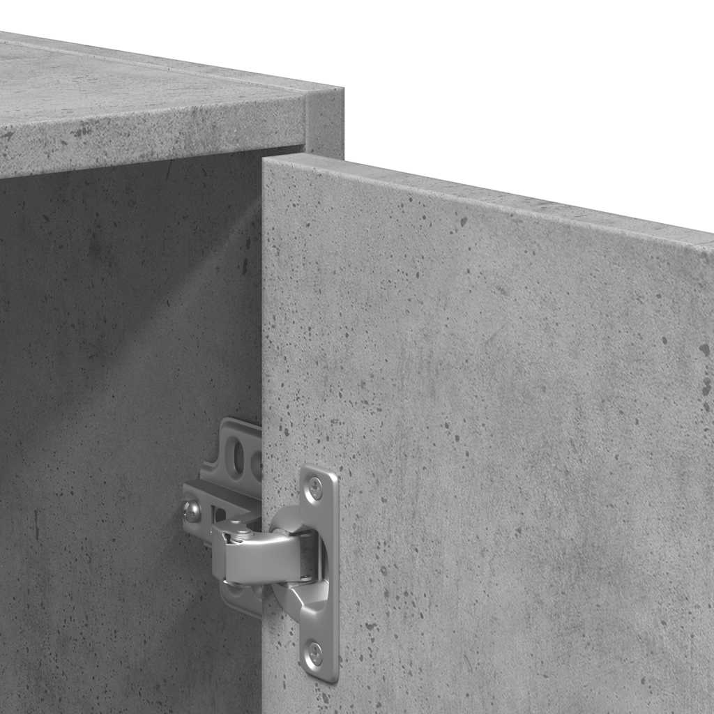 Badeværelsesskab med spejlbetongrå træmateriale